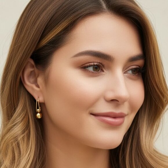πChic Shine 18K Gold Plated Bead Drop Earrings - Perfect for Every Occasion π - Picture 3 of 15